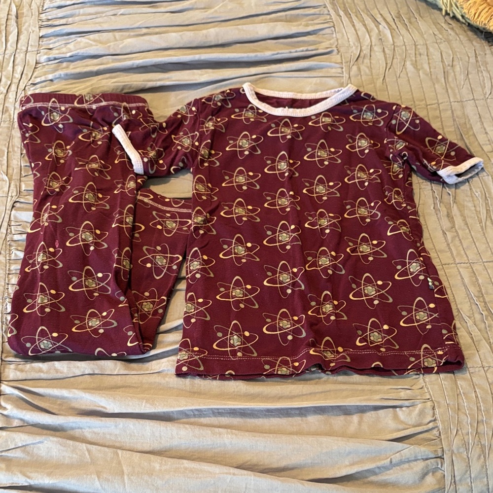 Kids Atomic Pattern Pajama Set - Burgundy